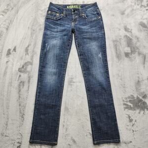 Hydraulic Jeans Womens 5/6 SHORT Blue Extreme Slim Nikki Low Rise Dark Wash